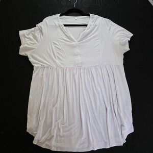 White Babydoll Dress‎ Plus Size Short Sleeve Flowy Casual Summer Tunic 3X
